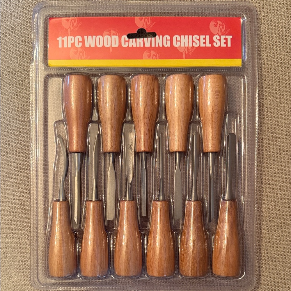 11-Piece Wood Carving Chisel Set with Brown Handles